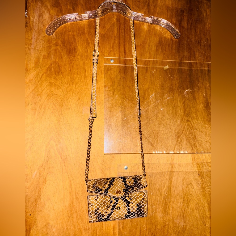 Michael Kors Gold and Black Snake Pattern Crossbody Bag